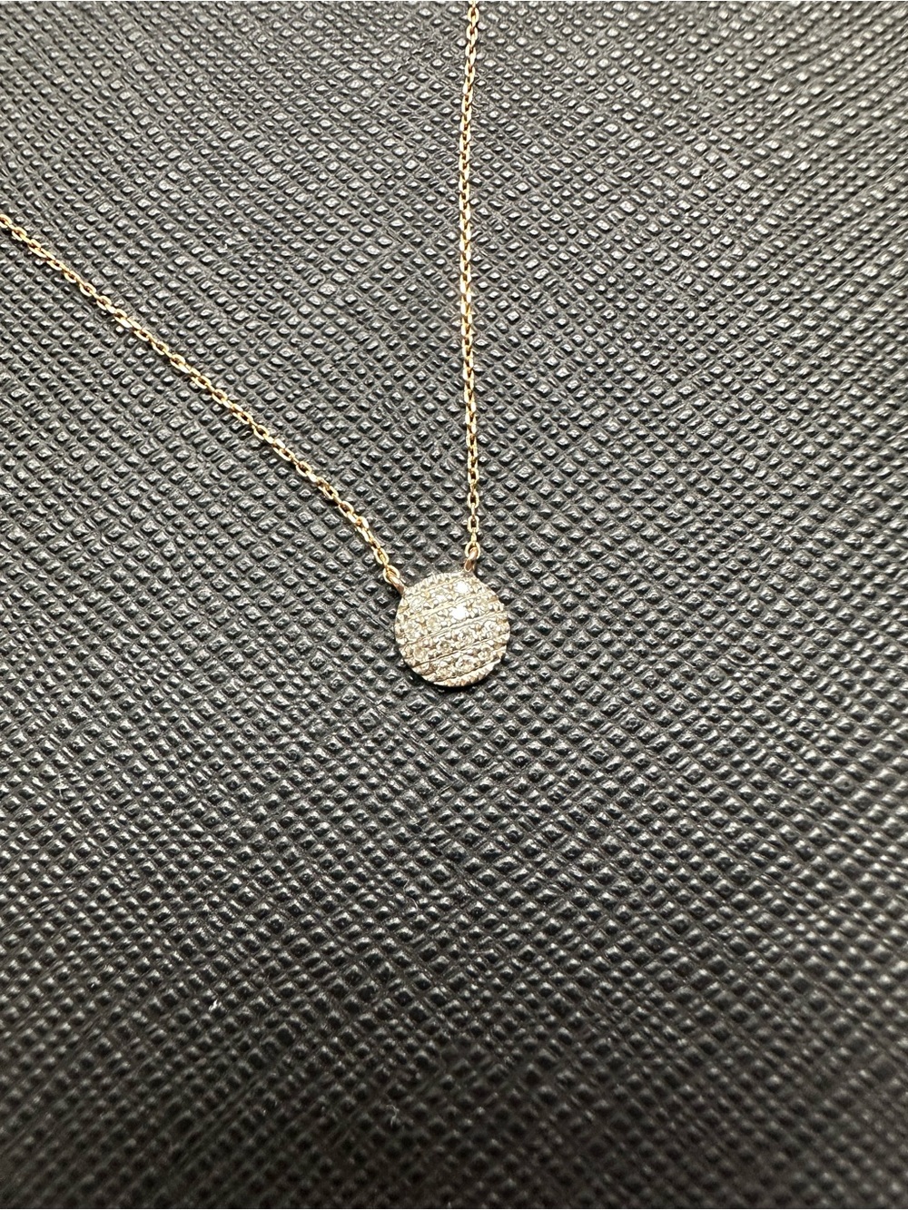 Dana Rebecca Lauren Joy Mini Disc Necklace 14K White & Rose Gold Diamond Pendant